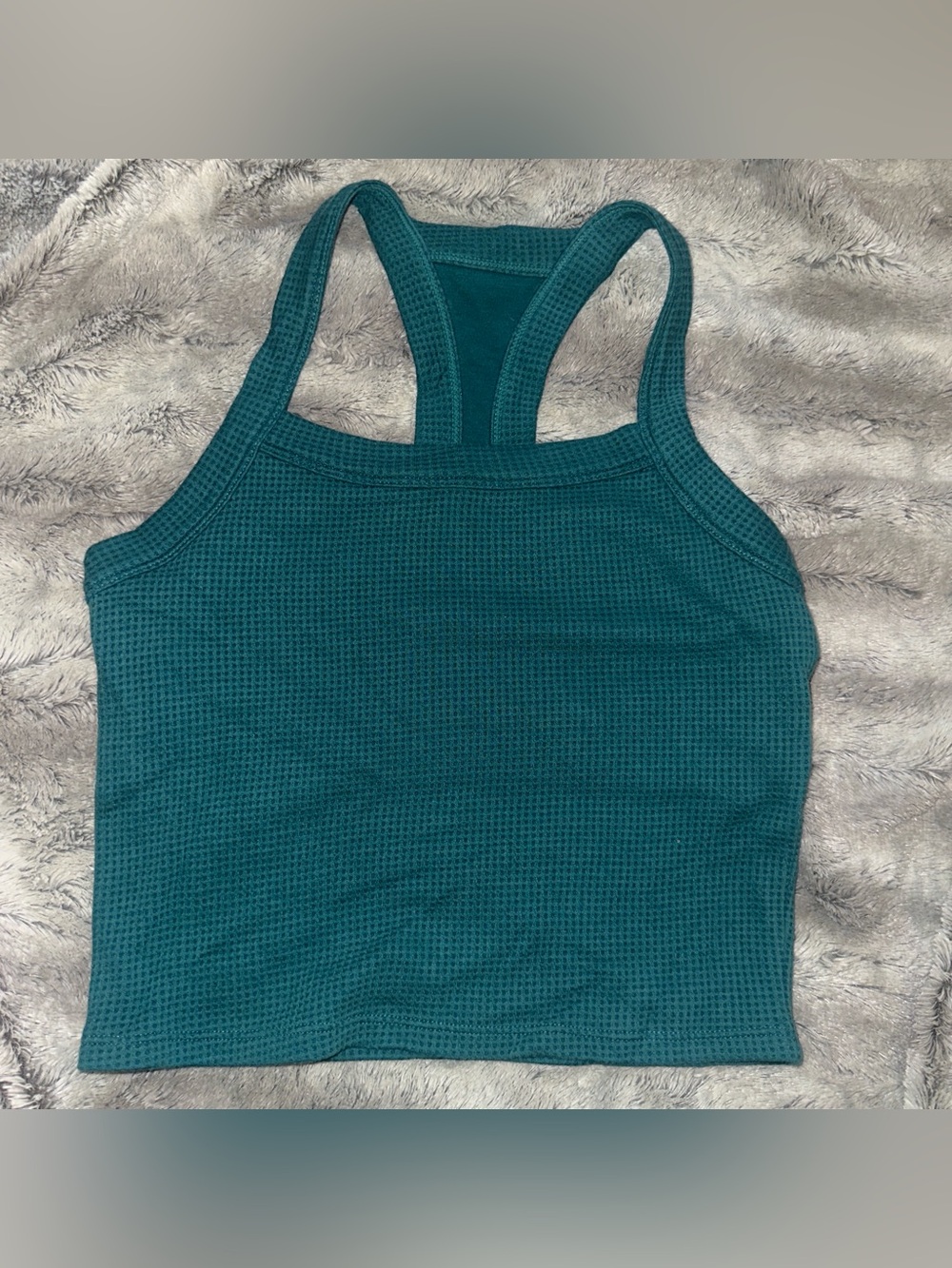 LIKE NEW Tomboyx small jaded teal waffle bra crop top